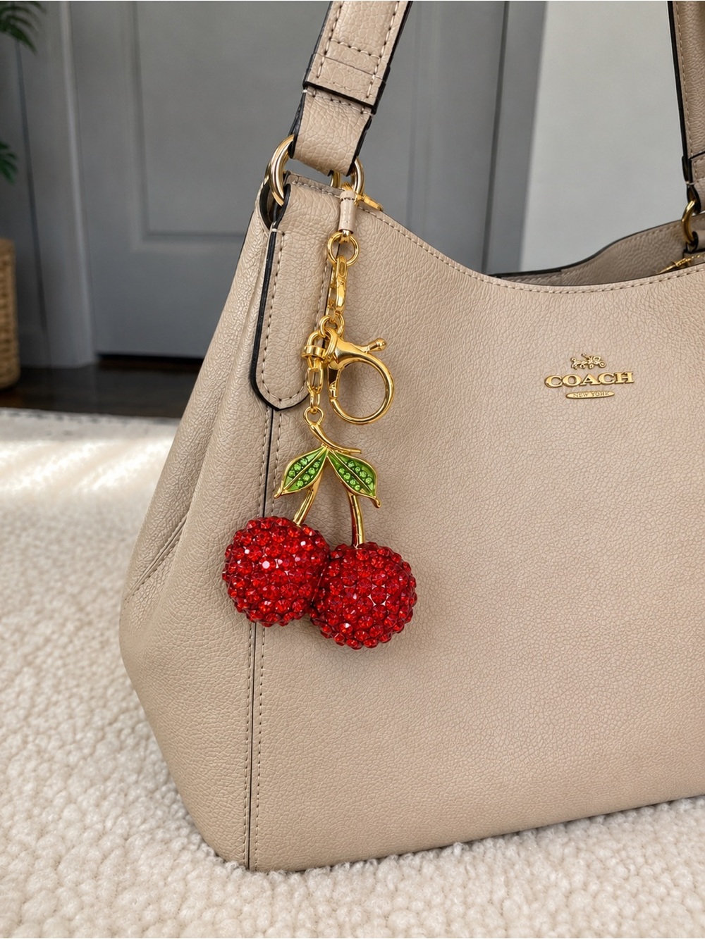 Leith Crystal Cherry Bag Charm NWT 🍒